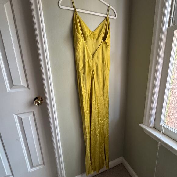 Shona Joy Sofia Spliced Maxi Dress Yellow Charmeuse Formal Slip Revolve Sz 6 - Picture 8 of 9